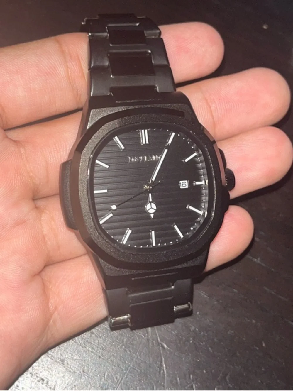 Men's Black Stainless Steel Bracelet Watch - Sleek All-Black Design